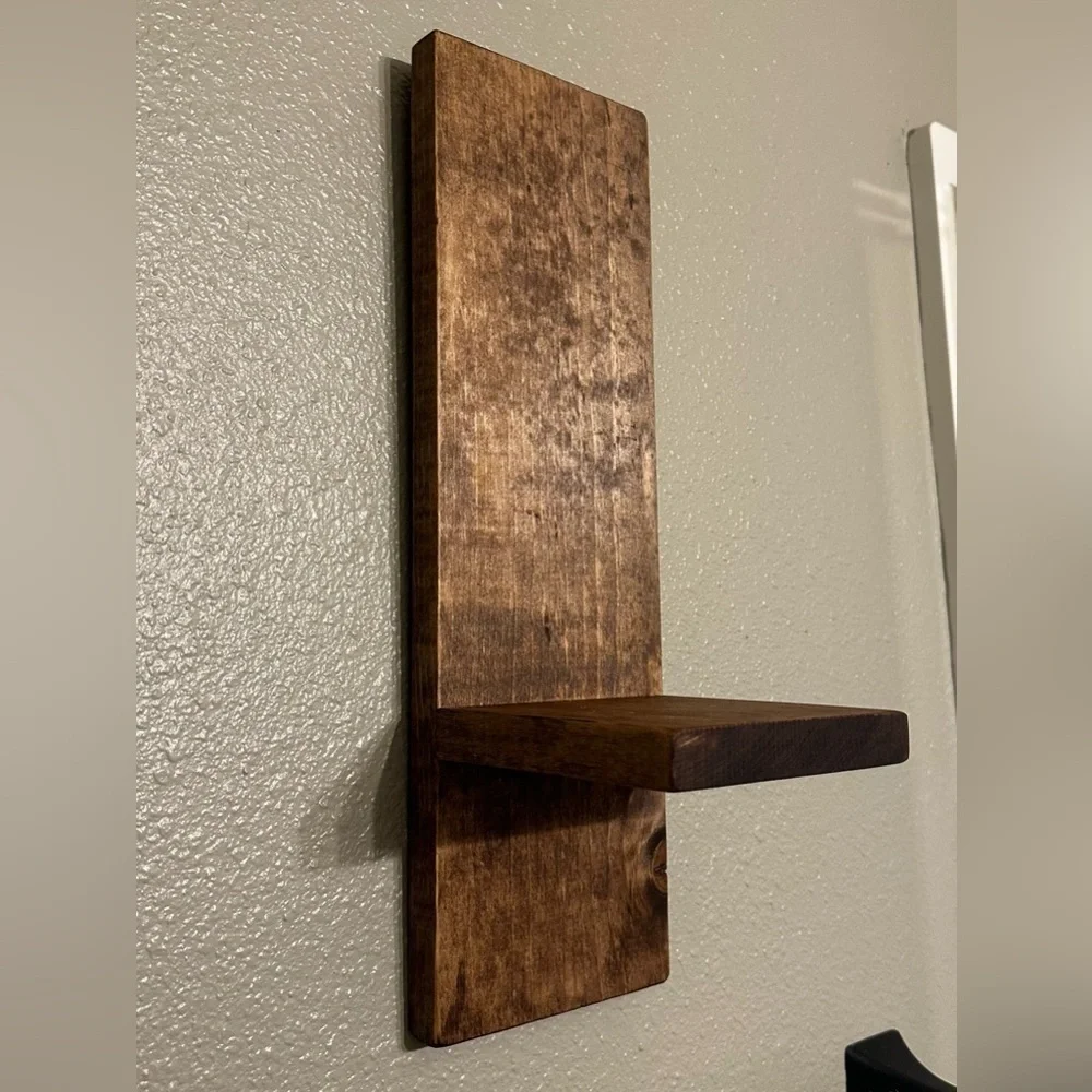 Modern Shape Rustic Pine Wooden Shelf